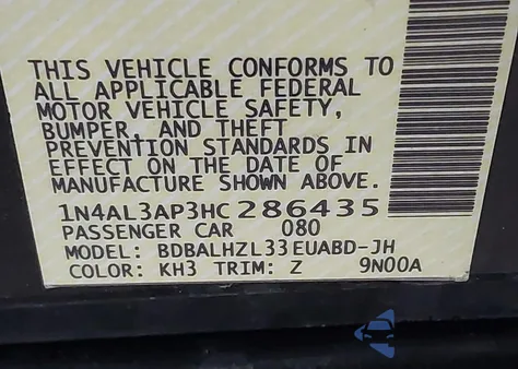 2017 Nissan Altima 2.5 Sr from USA, damaged, VIN 1N4AL3AP3HC286435